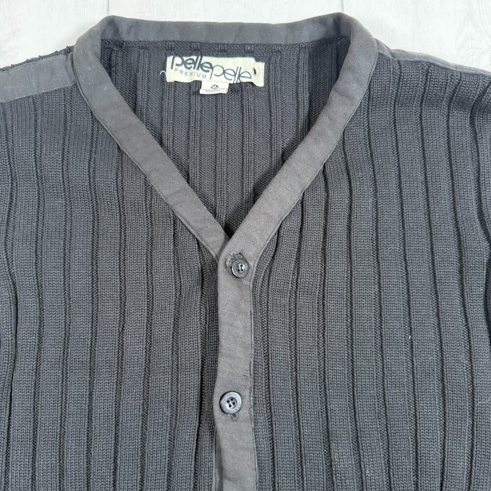 Pelle Pelle Cardigan Sweater XL Black Y2K Streetwear Hip Hop Patches - Picture 2 of 13